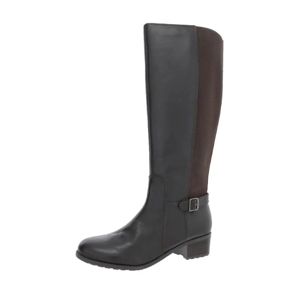 Dark Brown Leather Knee High Riding Boots Easy Spirit Chaza Size 9 Wide - Picture 4 of 10
